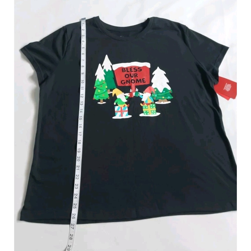 Wondershop Women's Bless our Gnome Short Sleeve Soft Cotton Black T-Shirt XXL - Picture 4 of 6